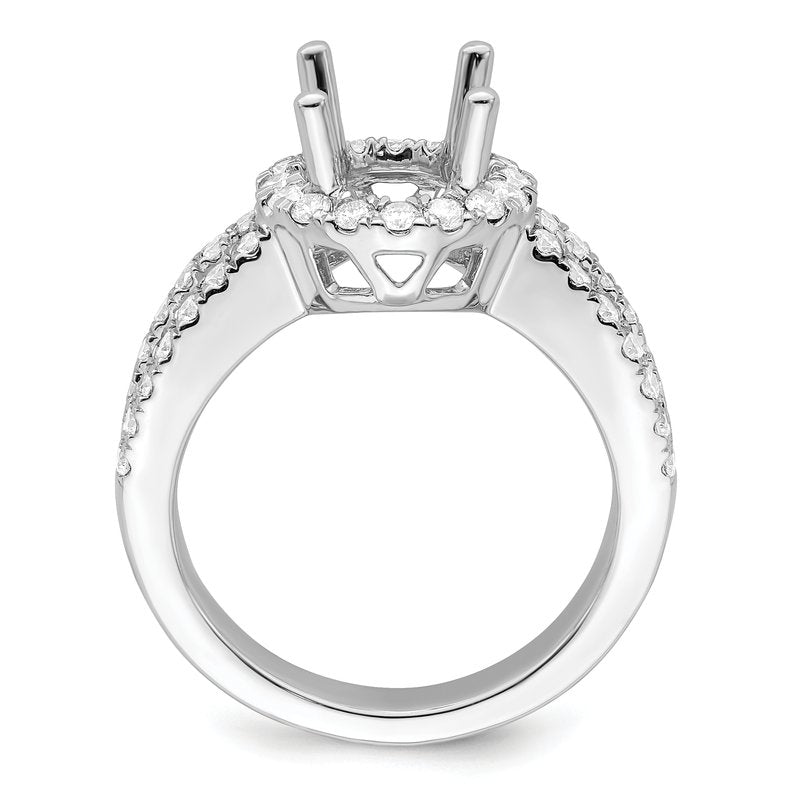 14K White Gold 3/4 carat Lab Grown Diamond VS/SI  D E F  Semi Mount Round Halo Engagement Ring