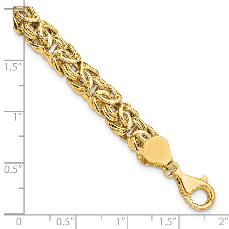 14K Polished 7.75mm Fancy Byzantine Link 8 inch Bracelet