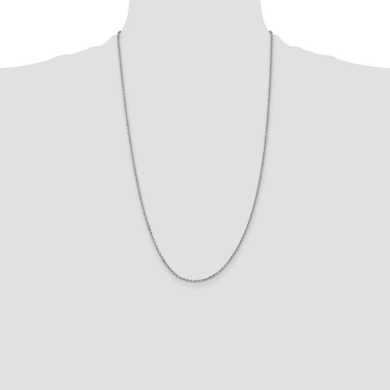 14K White Gold 10 inch 1.65mm Diamond-cut Cable with Lobster Clasp Anklet