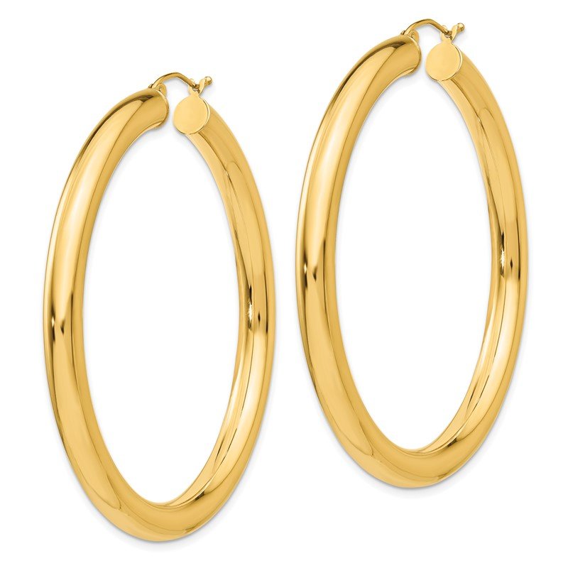 14k 5x55mm Polished Tube Hoop Earrings
