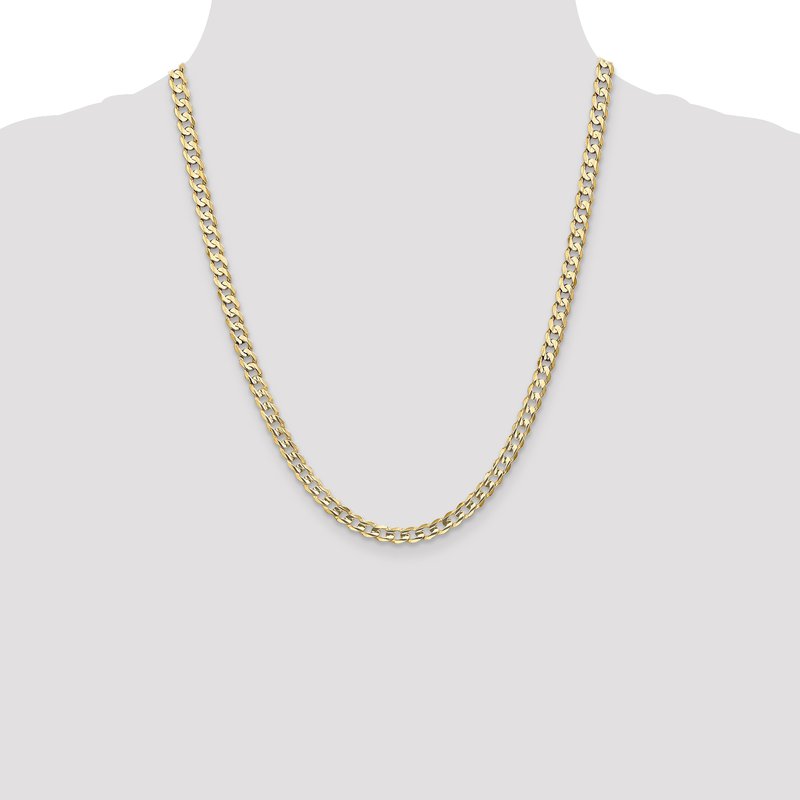 14K 26 inch 5.25mm Open Concave Curb with Lobster Clasp Chain
