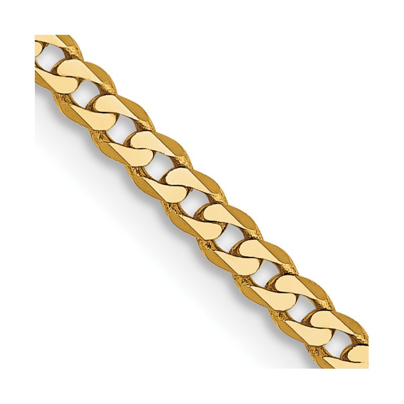 14K 10 inch 2.2mm Flat Beveled Curb with Lobster Clasp Anket