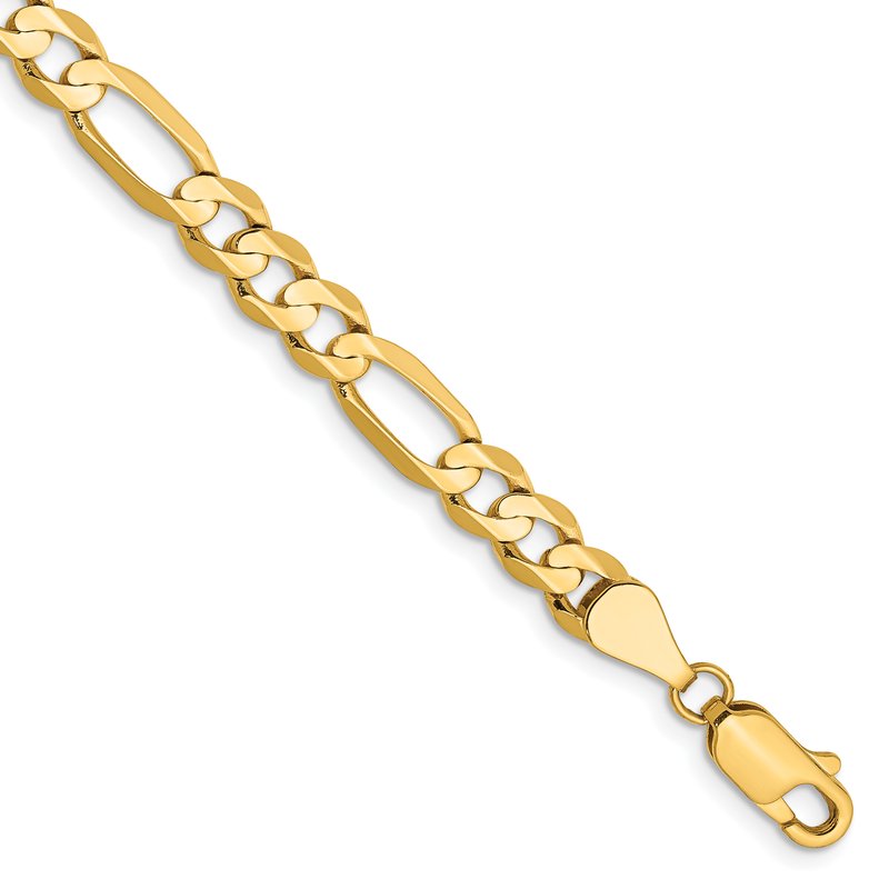 14K 26 inch 5.5mm Concave Open Figaro with Lobster Clasp Chain