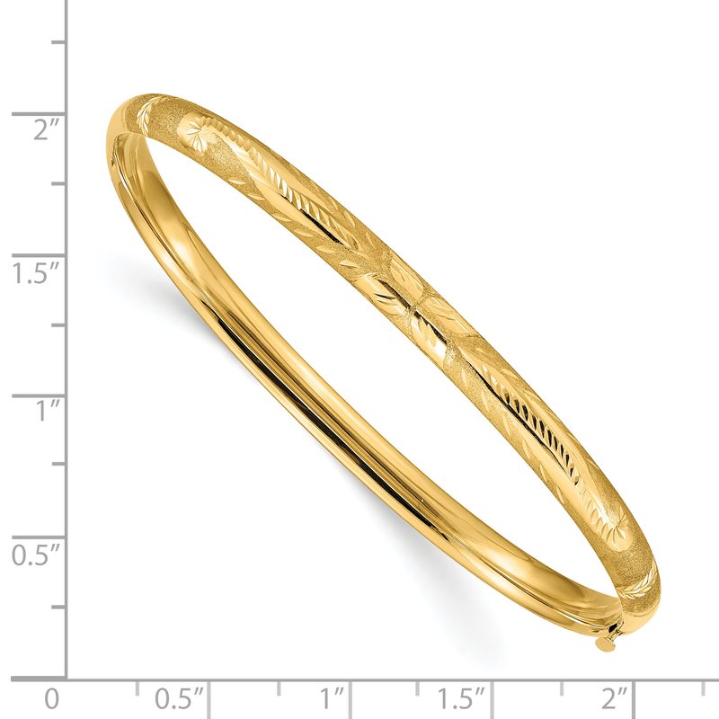 14k 3/16 Florentine Engraved 5.00mm Hinged Round Bangle Bracelet