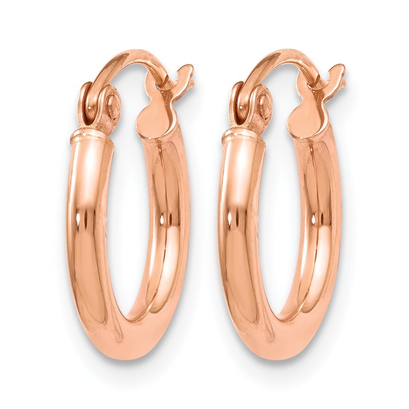 14K Rose Gold 2x12mm Polished Hoop Earrings