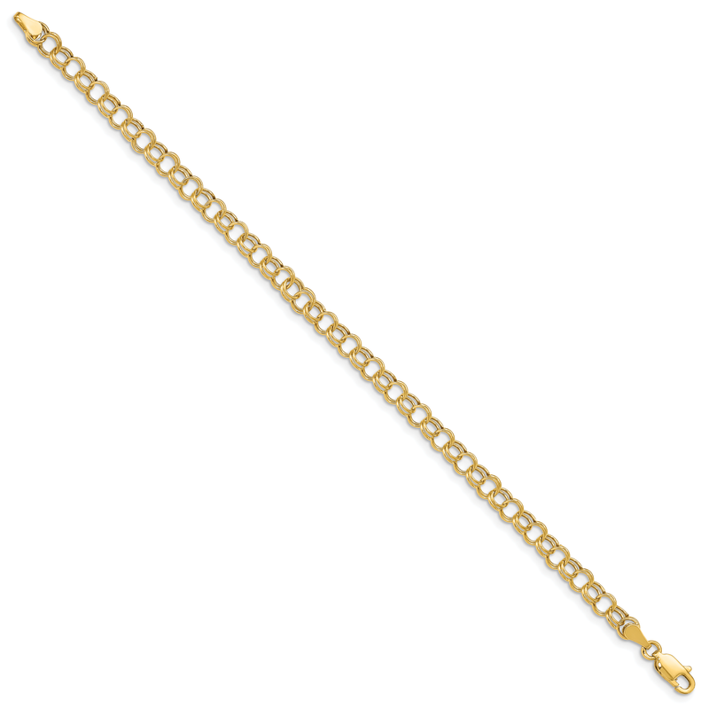 14k 5mm Hollow Double Link 7 inch Charm Bracelet