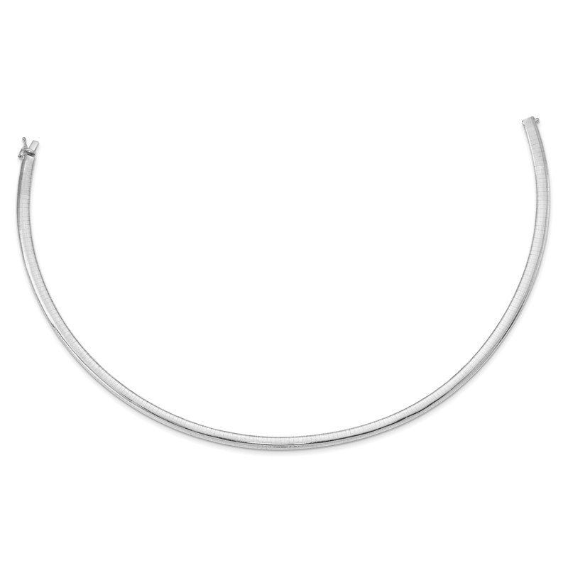 14k White Gold Polished 6mm Standard Weight 16 inch Domed Omega Necklace