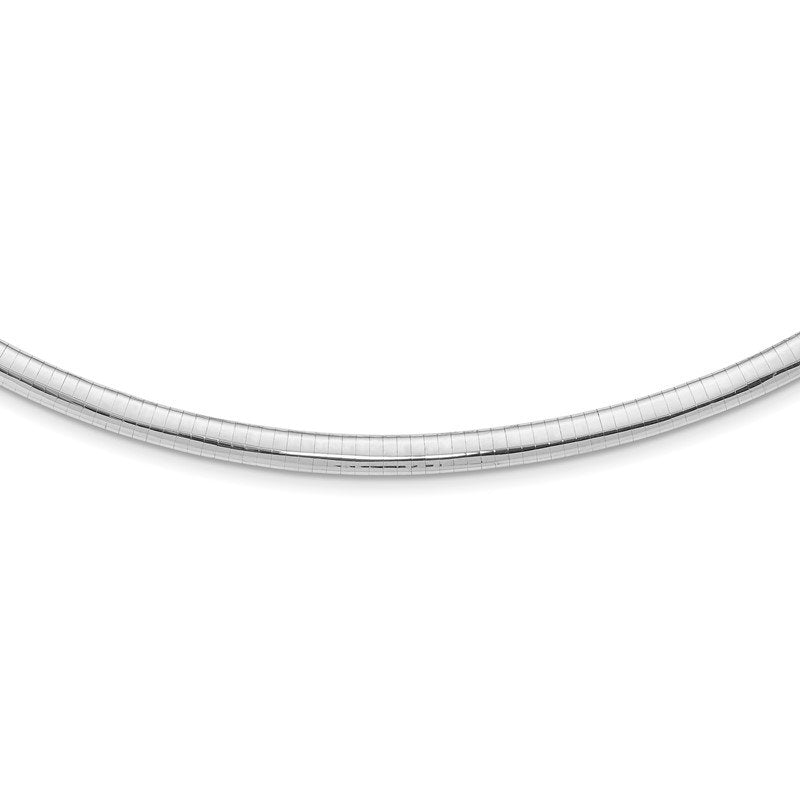 14k White Gold Polished 6mm Standard Weight 16 inch Domed Omega Necklace