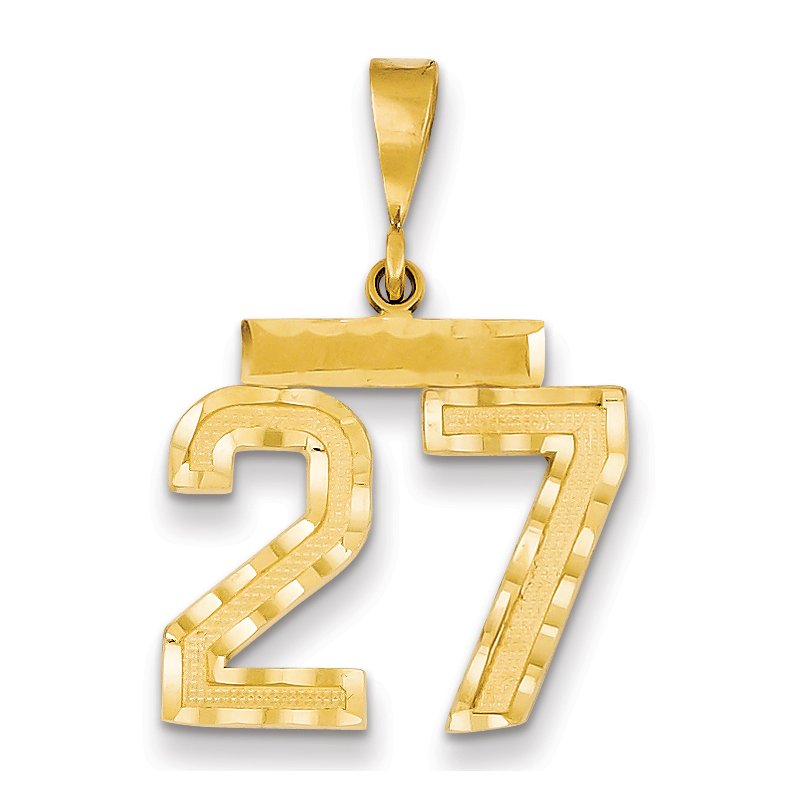 14k Medium Diamond-cut Number 27 Charm