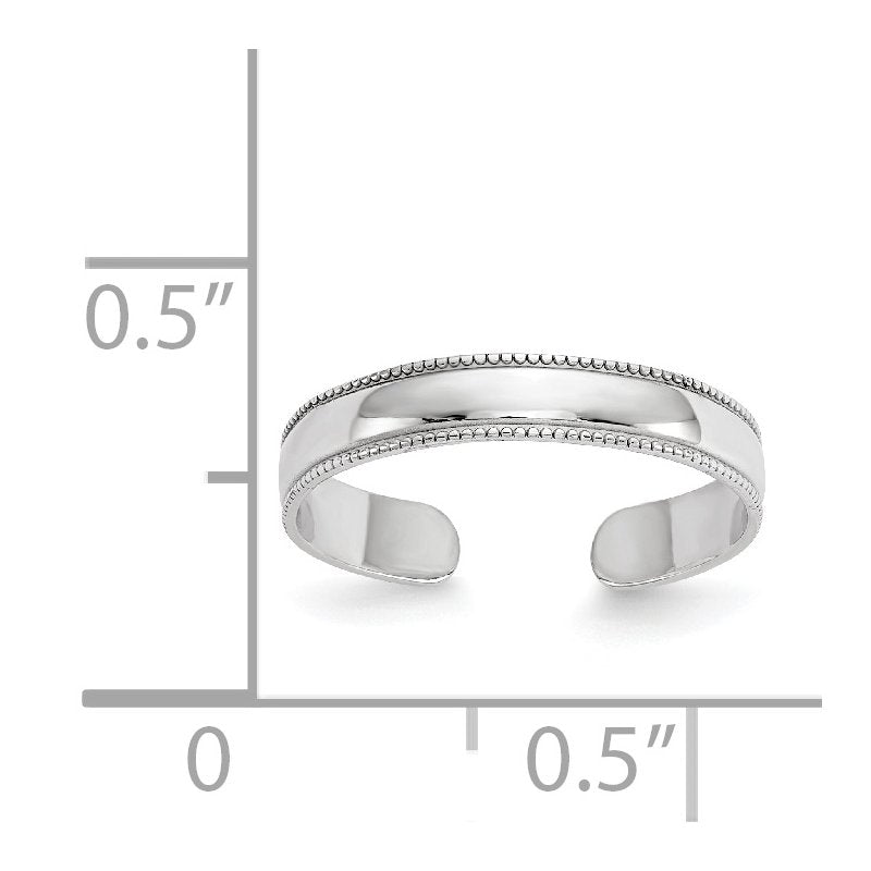 14K White Gold Milgrain Adjustable Toe Ring