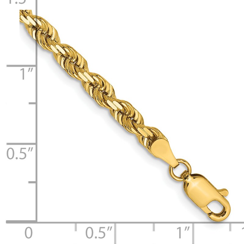 14K 26 Inch 4mm Diamond-cut Quadruple Rope Lobster Clasp Chain