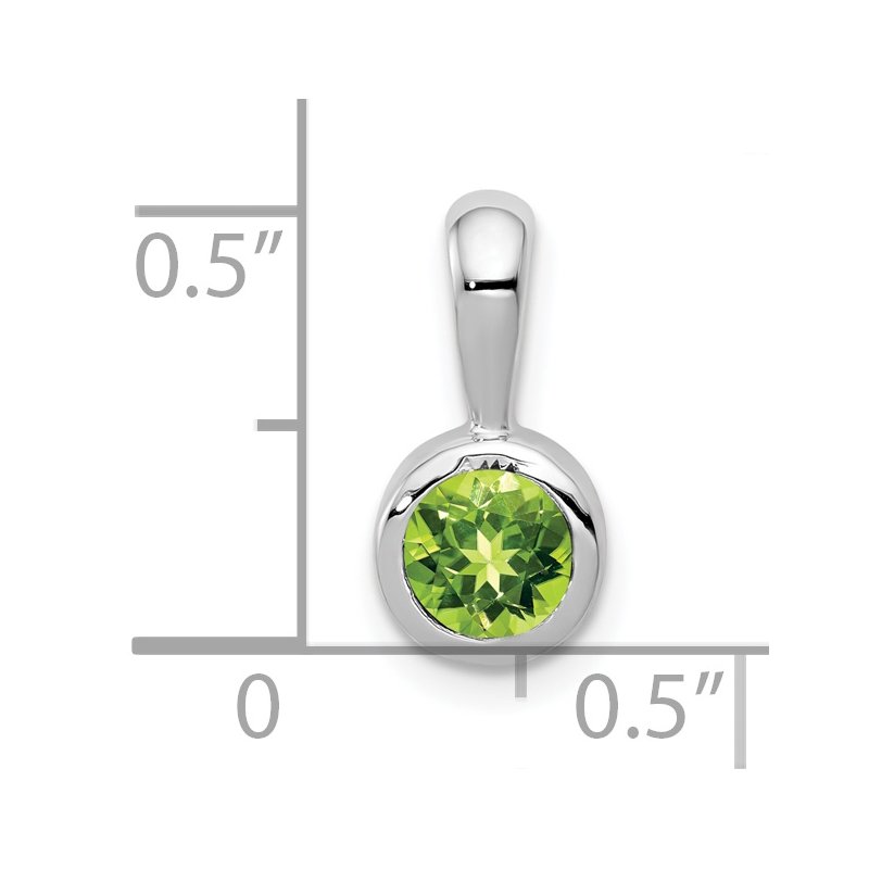 14k White Gold Bezel-set 5mm Round Peridot Pendant