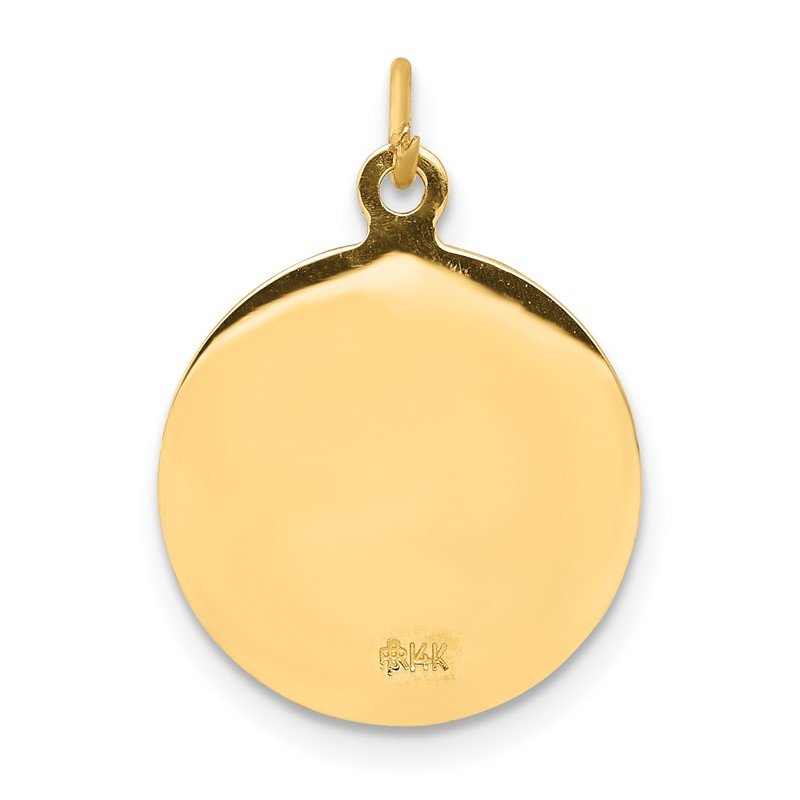 14k Polished and Satin Solid Sacred Heart of Jesus Medal Round Charm