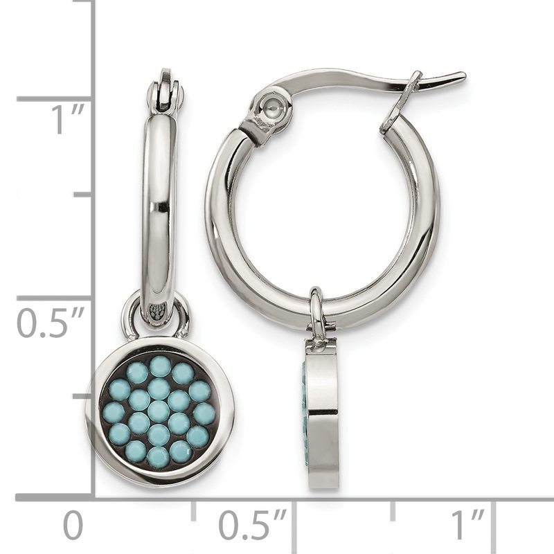 Stainless Steel Polished with Preciosa Crystal Circle Dangle Hoop Earrings