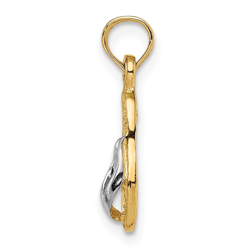 14k and White Rhodium 3-D Single Flip-Flop Pendant