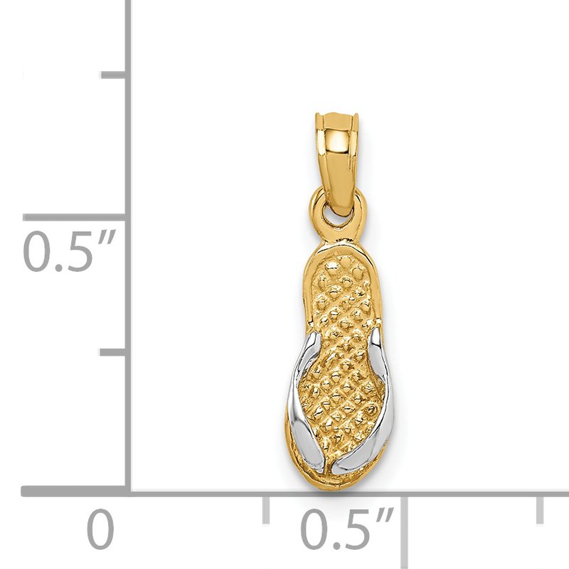 14k and White Rhodium 3-D Single Flip-Flop Pendant