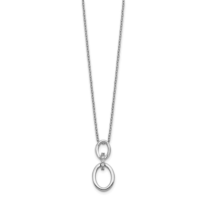 14k White Gold 1/20 carat Diamond Oval Pendant 18 inch Necklace