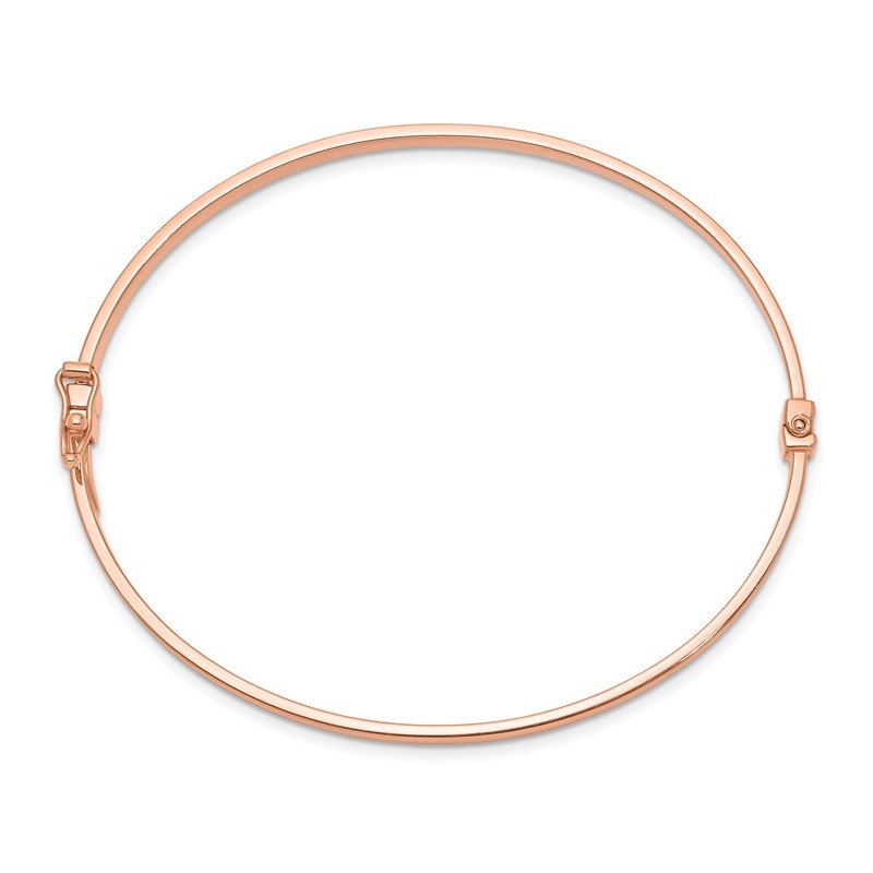 14k Rose Gold Polished 3.00mm Hinged Oval Bangle Bracelet