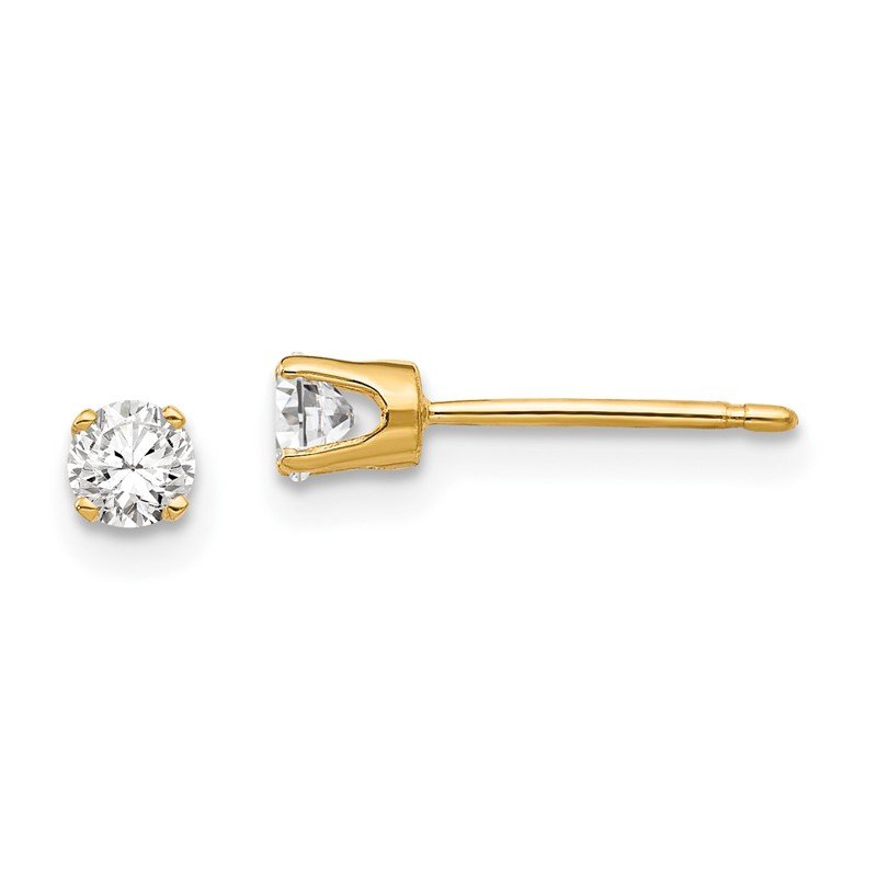 14k 3.25mm Round Cubic Zirconia Stud Earrings