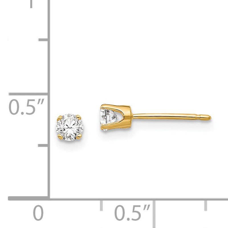 14k 3.25mm Round Cubic Zirconia Stud Earrings