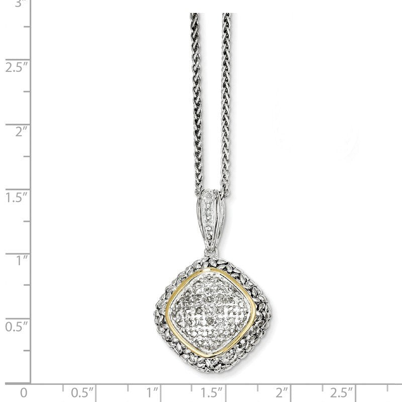 Sterling Silver with 14K Accent 18 Inch Antiqued Diamond Necklace