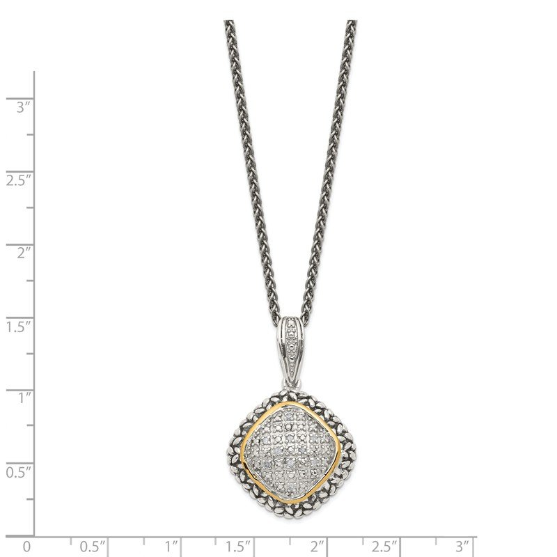 Sterling Silver with 14K Accent 18 Inch Antiqued Diamond Necklace
