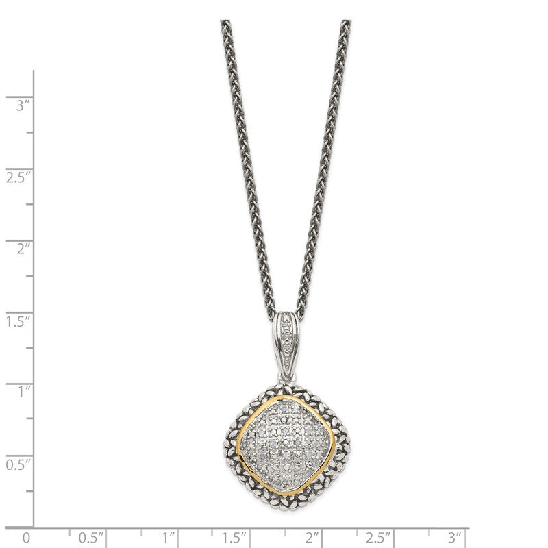 Sterling Silver with 14K Accent 18 Inch Antiqued Diamond Necklace
