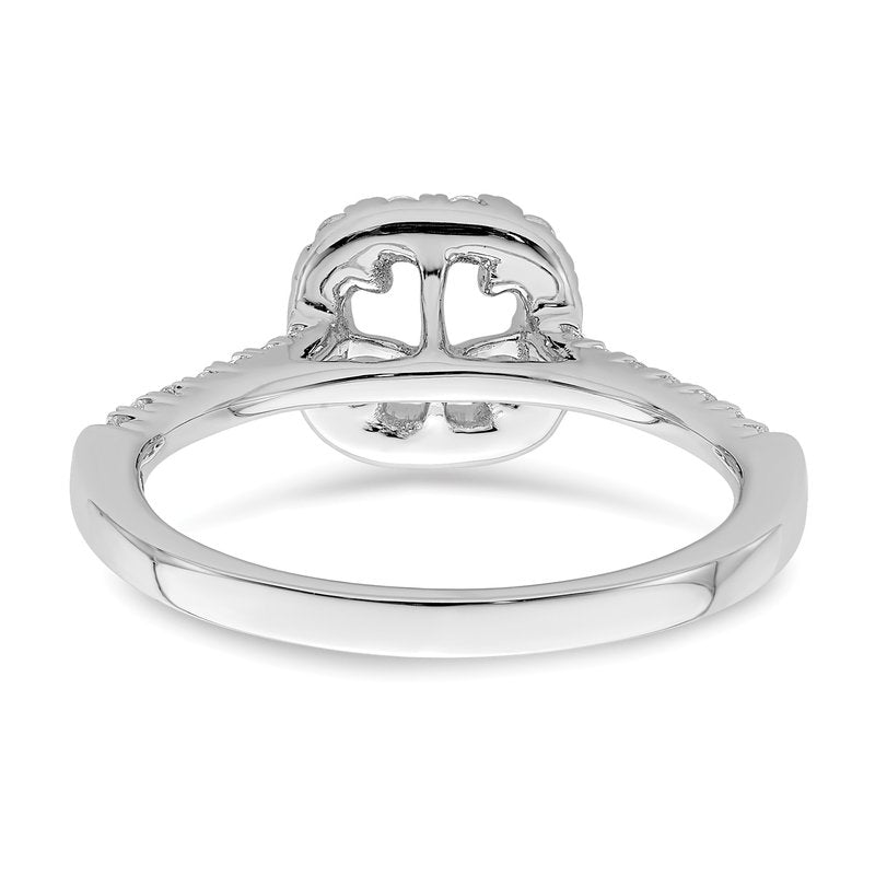 14K White Gold 1/2 carat Lab Grown Diamond VS+ F+ Semi-Mount Asscher Halo Engagement Ring