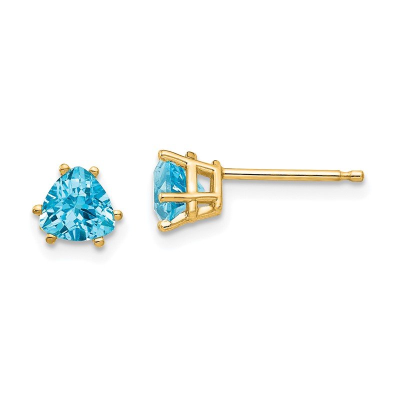 14k 5mm Trillion Blue Topaz Post Earrings