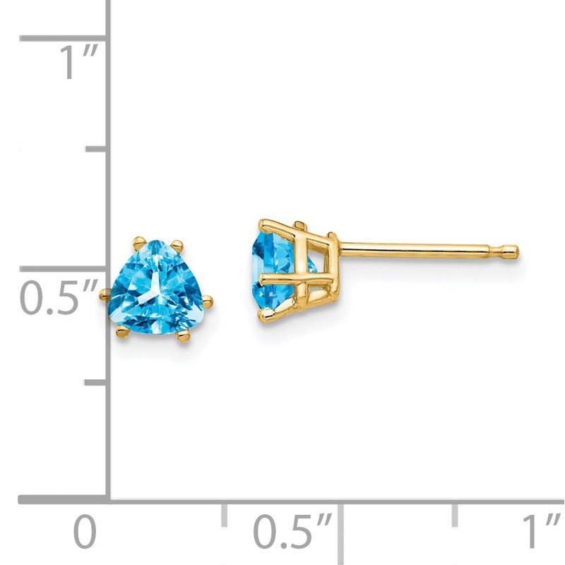 14k 5mm Trillion Blue Topaz Post Earrings