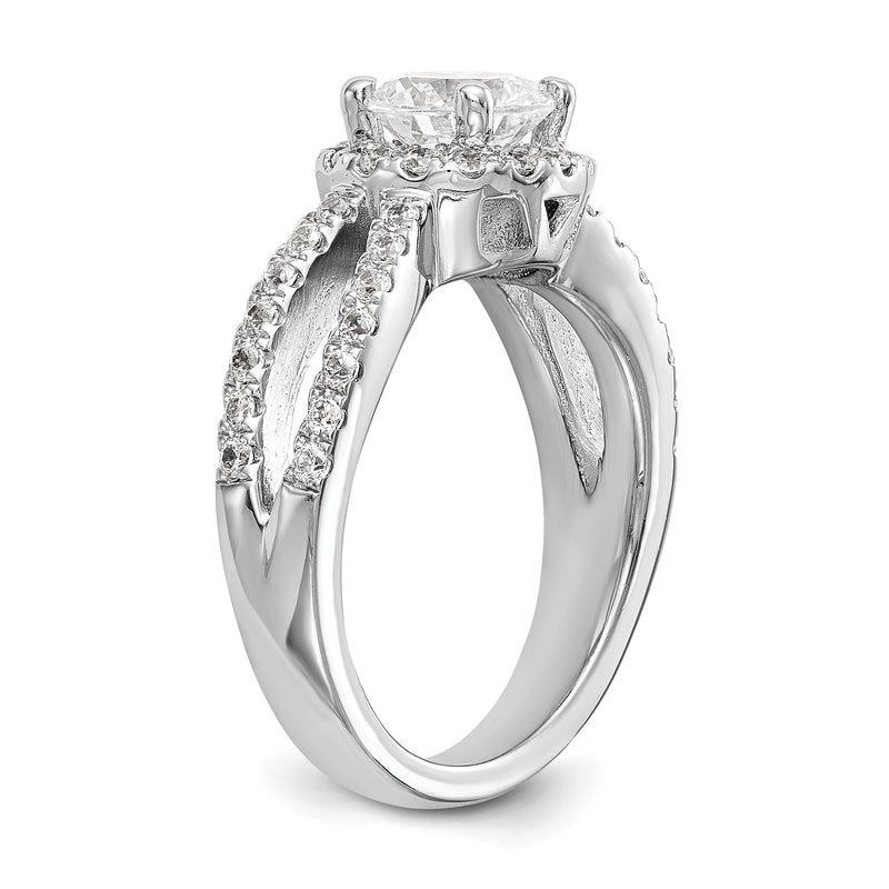 14K White Gold 3/4 carat Lab Grown Diamond VS/SI  D E F  Semi Mount Round Halo Engagement Ring