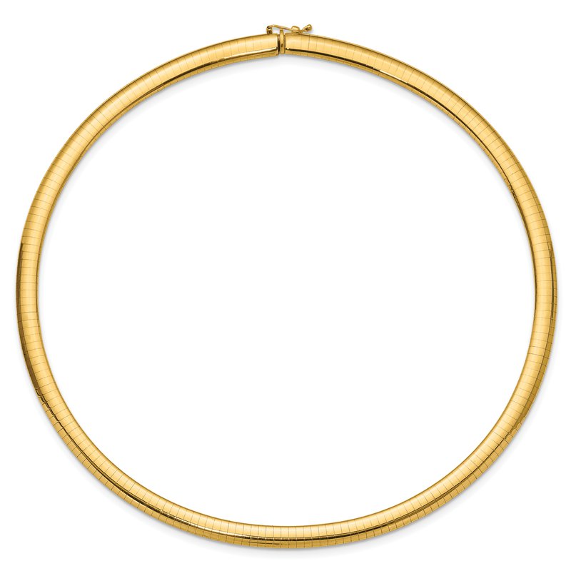 14k Polished 6mm Standard Weight 16 inch Domed Omega Necklace