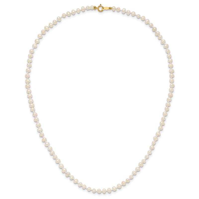 14k Children's 3-4mm White Semi-Round Freshwater Cultured Pearl 12 inch Necklace