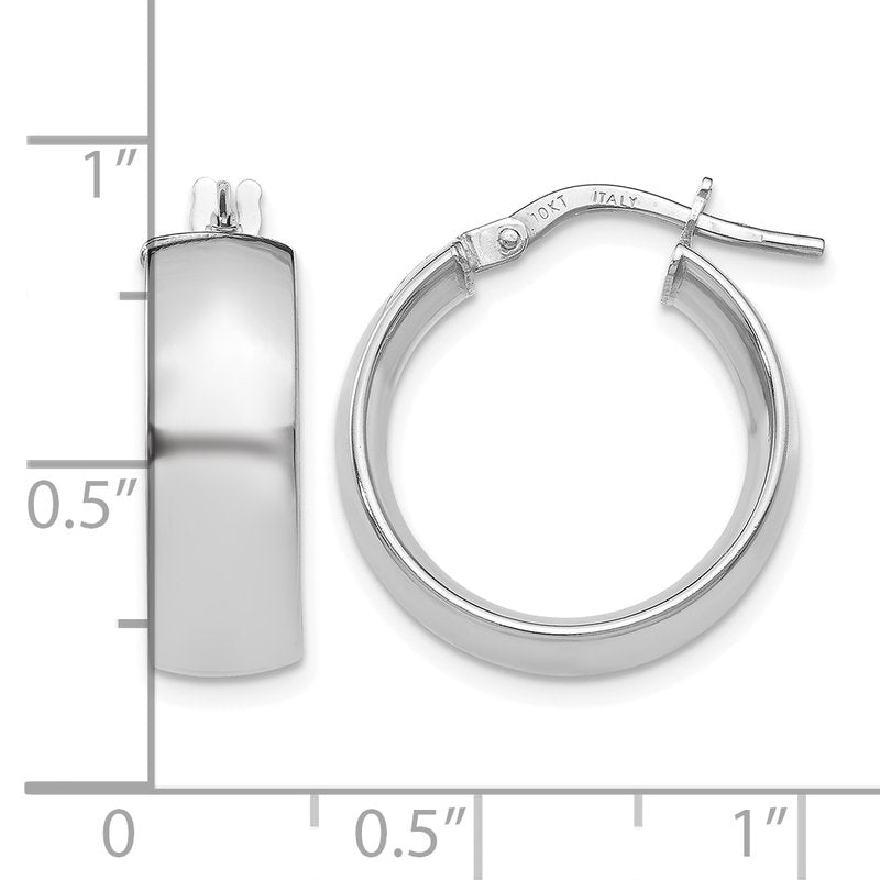 10K White Gold Polished Hoop Earrings