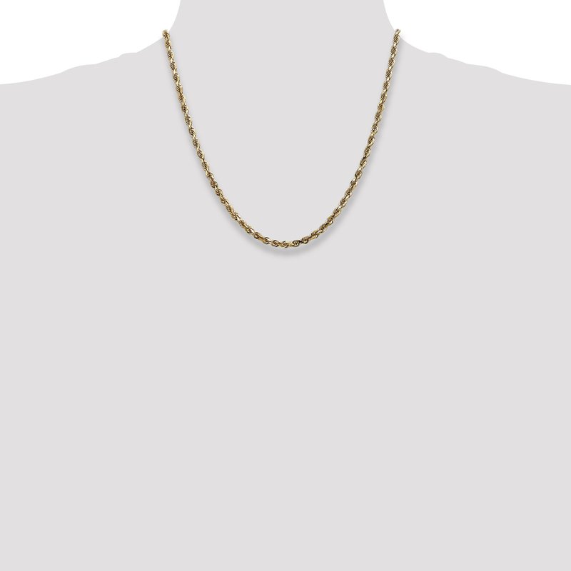 14K 26 Inch 4mm Diamond-cut Quadruple Rope Lobster Clasp Chain