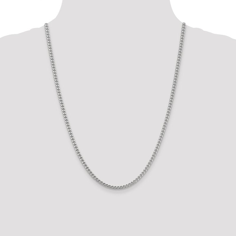 14K White Gold 18 inch 3mm Franco with Fancy Lobster Clasp Chain