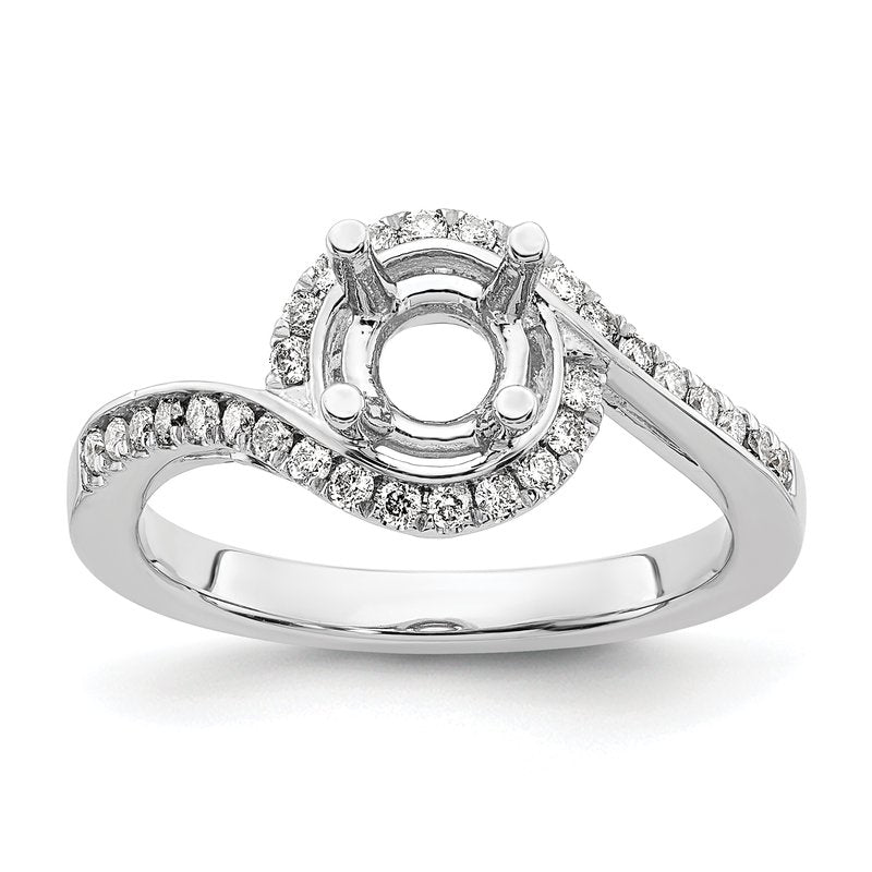 14K White Gold 1/4 carat Lab Grown Diamond VS/SI  D E F  Semi Mount Round By-Pass Engagement Ring