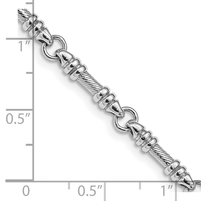 14K White Gold 18 inch 3.5mm Hand Polished and Textured Fancy Link with Fancy Lobster Clasp Chain