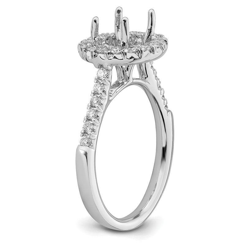 14K White Gold 1/4 carat Lab Grown Diamond VS+ F+ Semi-Mount Round Halo Engagement Ring