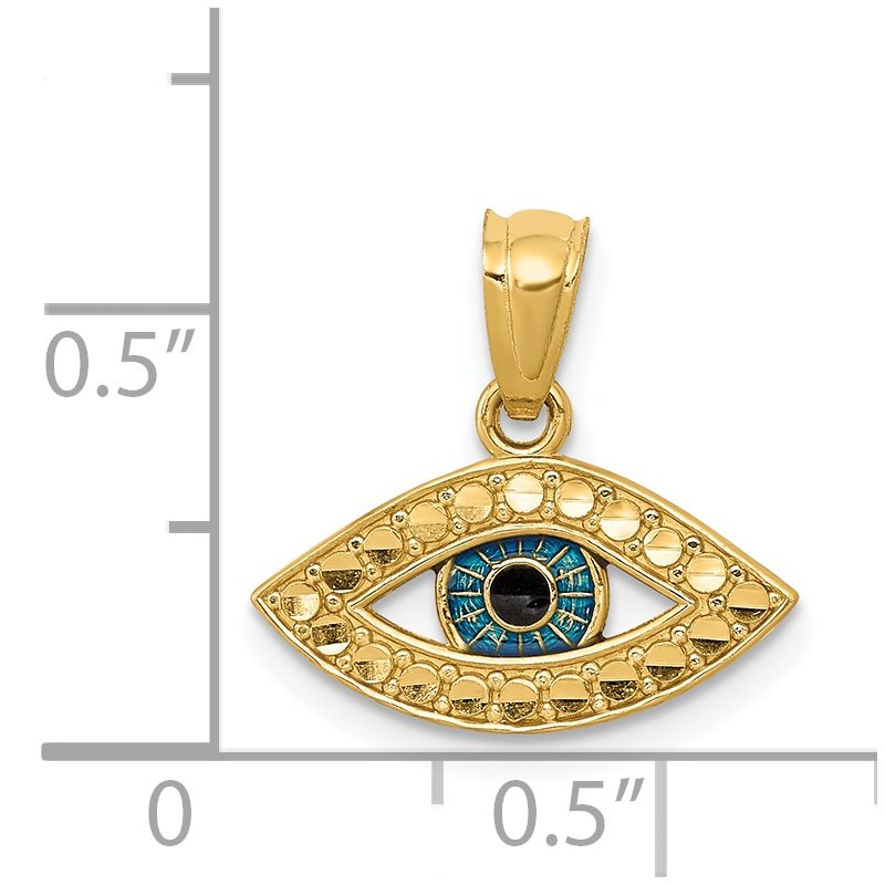 14K Enameled Eye Pendant