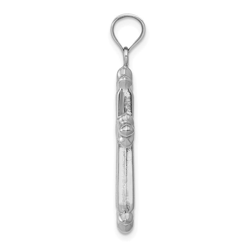 14k White Gold Reversible Diamond-cut Cross Pendant