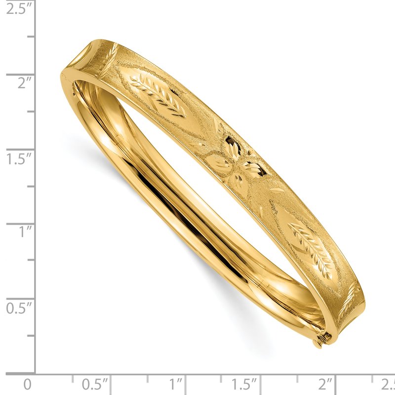 14k 5/16 Diamond-cut Concave 8.00mm Hinged Oval Bangle Bracelet