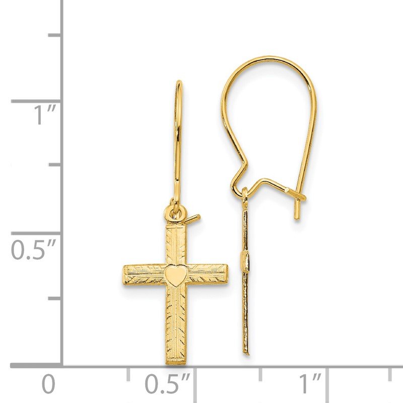 14k Polished &amp; Satin Cross Earrings