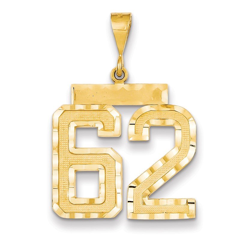 14k Large Brushed  Diamond-cut Number 62 Charm
