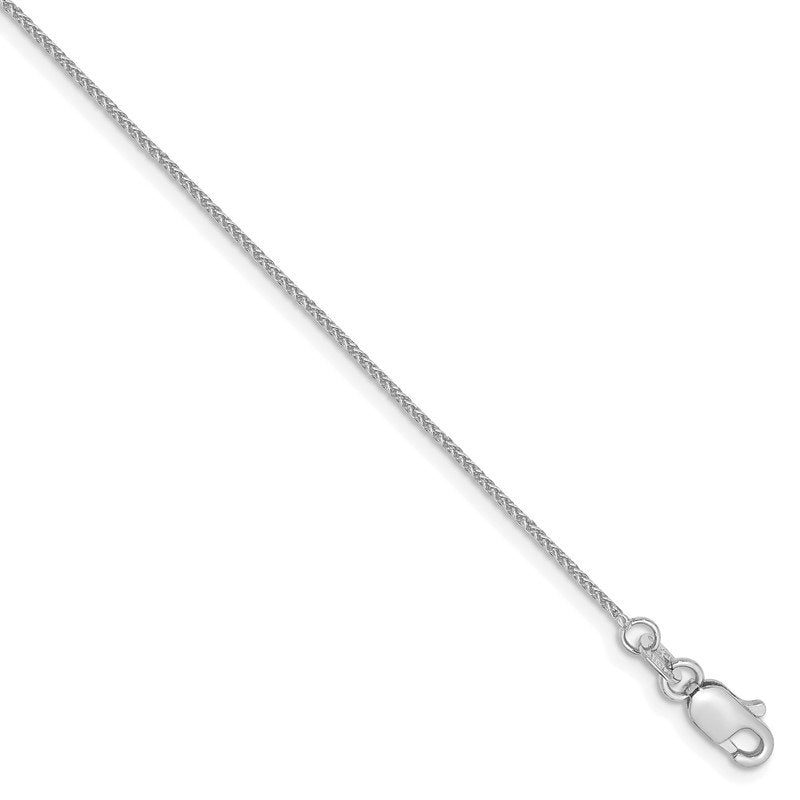 14K White Gold 10 inch .85mm Spiga with Lobster Clasp Anklet