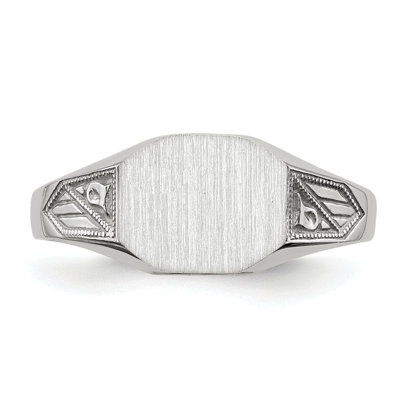 14k White Gold 9.0x7.0mm Closed Back Signet Ring
