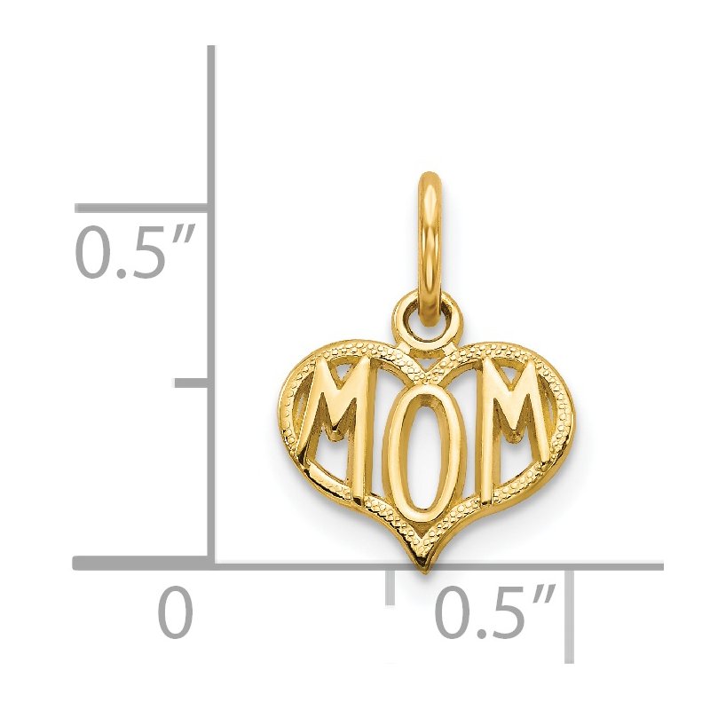 14k MOM Heart Charm