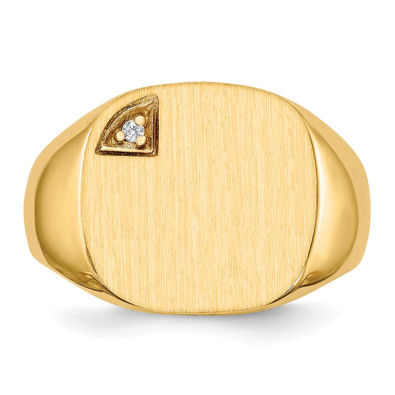 14k 15.0x15.0mm Closed Back AA Diamond Mens Signet Ring