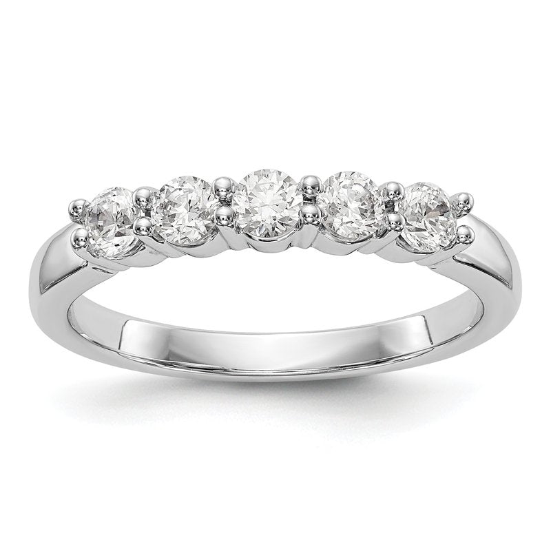 14K White Gold 1/3 carat Lab Grown Diamond VS+ F+ Complete Round Five Stone Ring