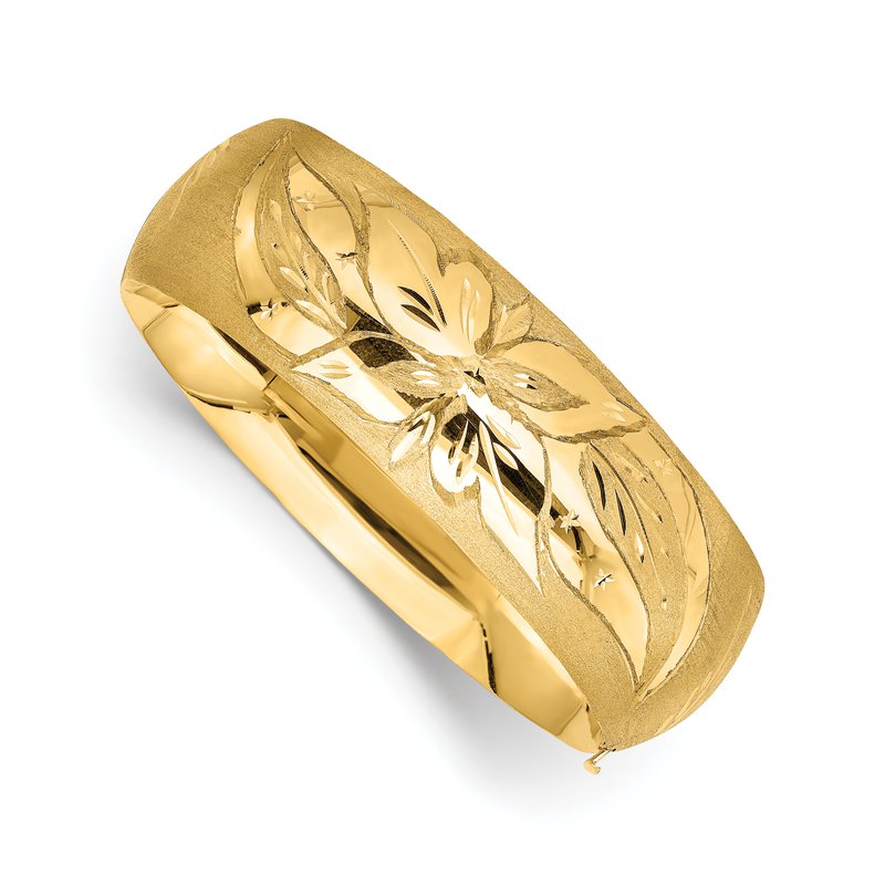 14k 13/16 Oversize Florentine Engraved 20.00mm Hinged Round Bangle Bracelet